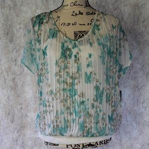 Apt 9, Sheer, Butterfly Layer Over White Cami. M